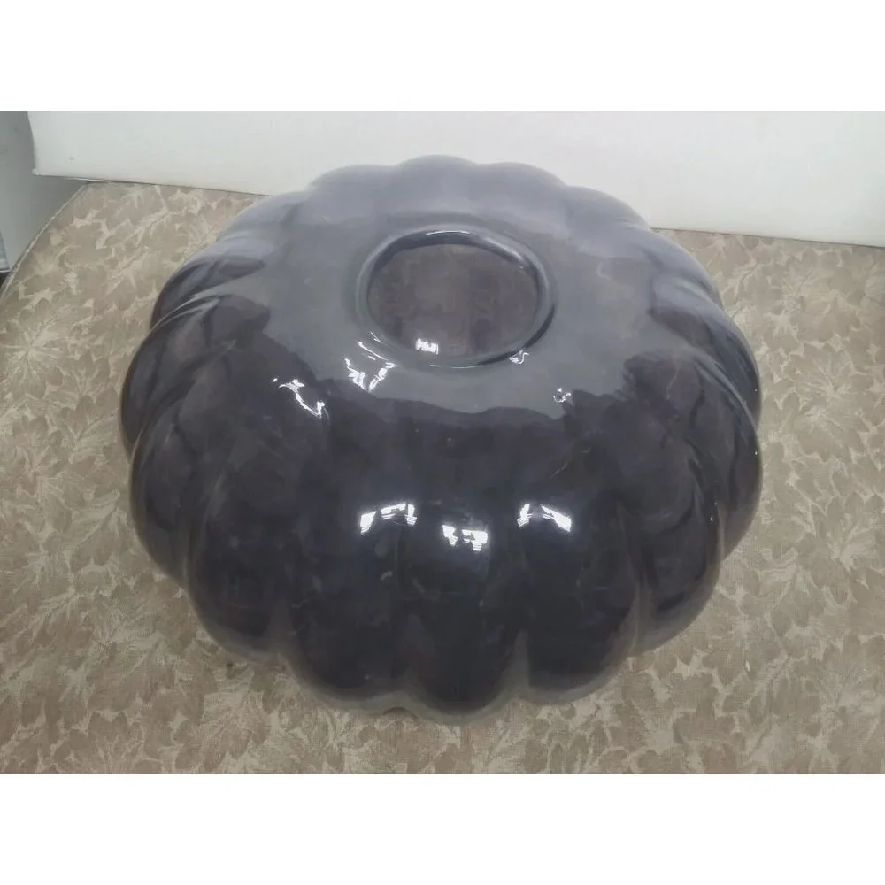 Gunnel Sahlin Vase Ikea Large glass Purple flash paint 1990s Pumpkin shaped 9.5